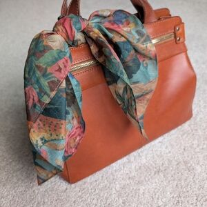 Sezane Green And Blue Square Floral Scarf